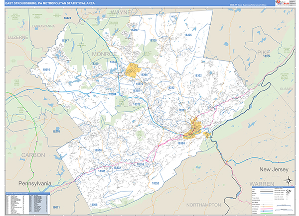 East Stroudsburg Metro Area Wall Map